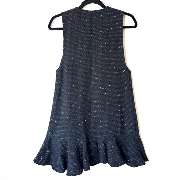 ZARA Black Tweed Rhinestone Button Mini Dress Size Small - Picture 3 of 8
